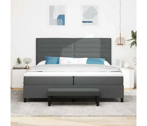 Kastītes Atsperu Gulta Tumši Pelēks 200 X 200 Cm Audums Vidaxl