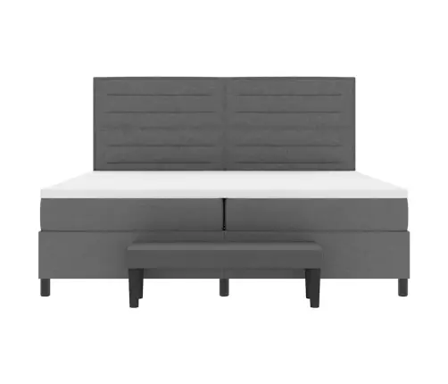 Kastītes Atsperu Gulta Tumši Pelēks 200 X 200 Cm Audums Vidaxl