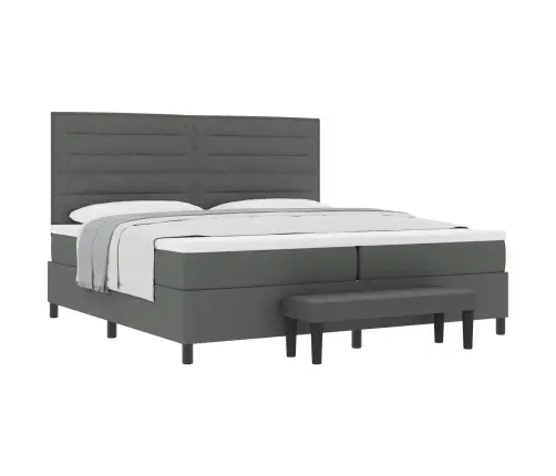 Kastītes Atsperu Gulta Tumši Pelēks 200 X 200 Cm Audums Vidaxl