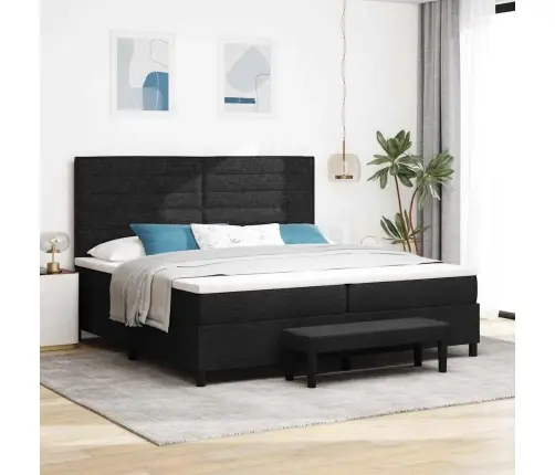 Box Spring Gulta Ar Matraci Un Sola Melnā Krāsā 200 X 200 Cm Audums Vidaxl