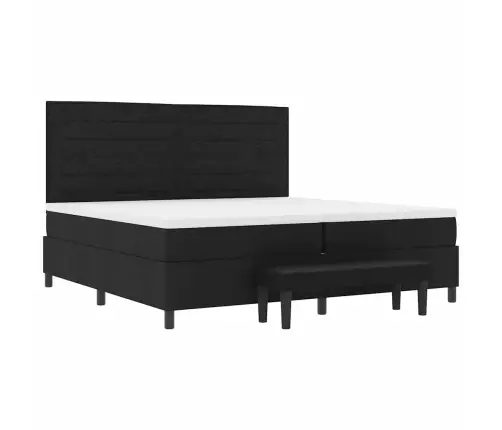 Box Spring Gulta Ar Matraci Un Sola Melnā Krāsā 200 X 200 Cm Audums Vidaxl