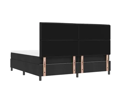 Box Spring Gulta Ar Matraci Un Sola Melnā Krāsā 200 X 200 Cm Audums Vidaxl