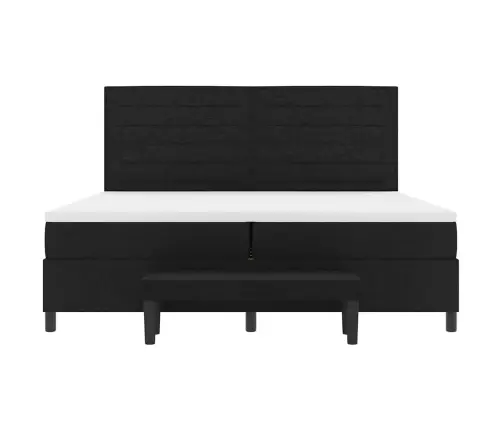 Box Spring Gulta Ar Matraci Un Sola Melnā Krāsā 200 X 200 Cm Audums Vidaxl