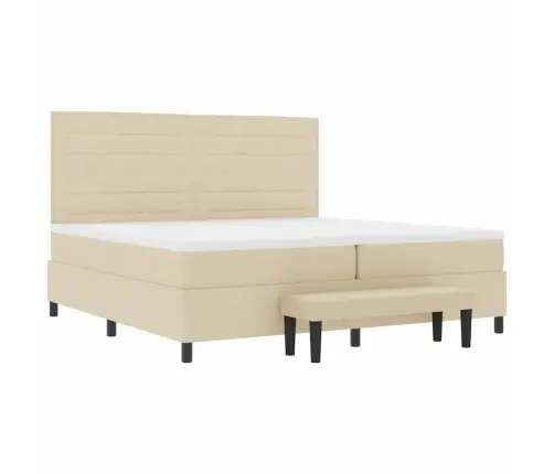 Kastītes Atsperu Gulta Ar Matraci Krēmkrāsa 200 X 200 Cm Audums Vidaxl