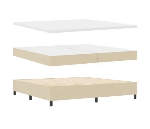 Kastītes Atsperu Gulta Ar Matraci Krēmkrāsa 200 X 200 Cm Audums Vidaxl