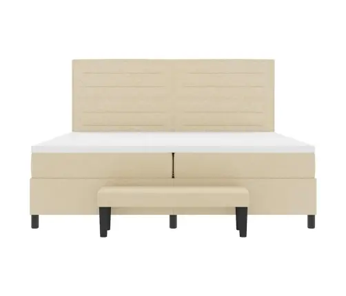 Kastītes Atsperu Gulta Ar Matraci Krēmkrāsa 200 X 200 Cm Audums Vidaxl