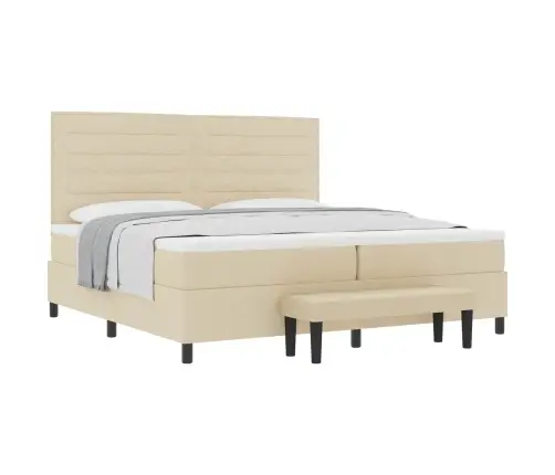 Kastītes Atsperu Gulta Ar Matraci Krēmkrāsa 200 X 200 Cm Audums Vidaxl