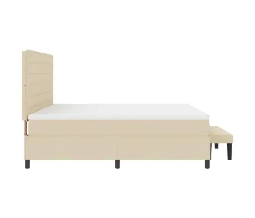 Kastītes Atsperu Gulta Ar Matraci Krēmkrāsa 200 X 200 Cm Audums Vidaxl