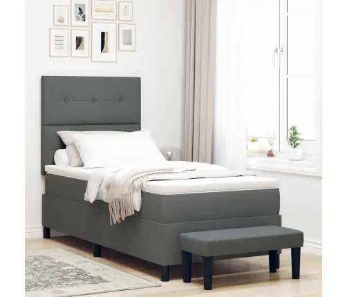 Kiemas Lova Su Čiužiniu Tamsiai Pilka 80 X 200 Cm Audinys