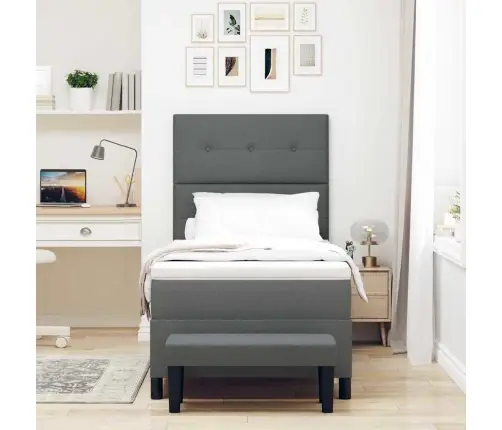 Kiemas Lova Su Čiužiniu Tamsiai Pilka 80 X 200 Cm Audinys