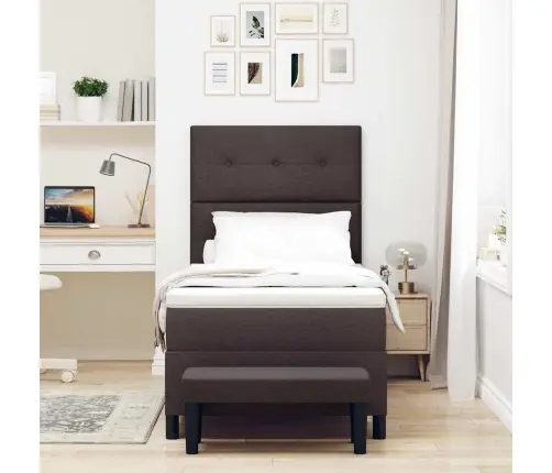 Kiemas Lova Su Čiužiniu Tamsiai Rudas 80 X 200 Cm Audinys