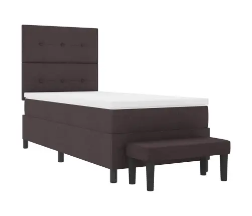 Kiemas Lova Su Čiužiniu Tamsiai Rudas 80 X 200 Cm Audinys