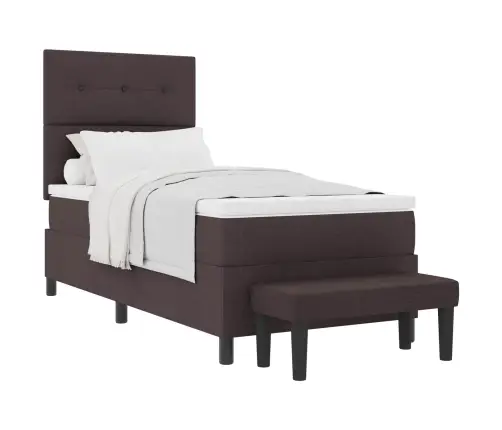 Kiemas Lova Su Čiužiniu Tamsiai Rudas 80 X 200 Cm Audinys