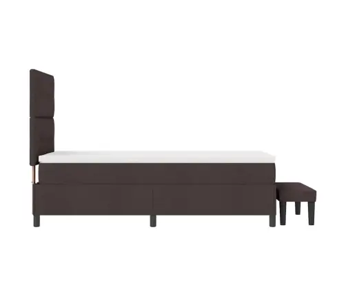 Kiemas Lova Su Čiužiniu Tamsiai Rudas 80 X 200 Cm Audinys