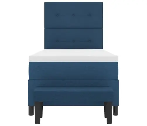 Kastītes Atsperu Gulta Ar Matraci Zila 80 X 200 Cm Audums Vidaxl