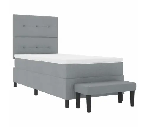 Kiemas Lova Su Čiužiniu Šviesiai Pilka 90 X 200 Cm Audinys