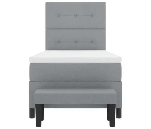 Kiemas Lova Su Čiužiniu Šviesiai Pilka 90 X 200 Cm Audinys