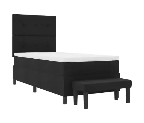 Kastītes Atsperu Gulta Ar Matraci Melna 90 X 200 Cm Audums Vidaxl