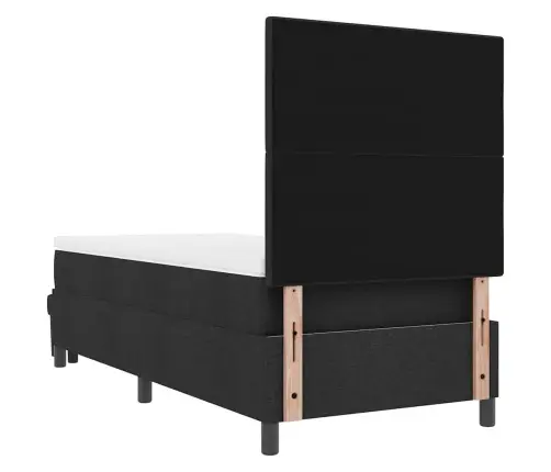 Kastītes Atsperu Gulta Ar Matraci Melna 90 X 200 Cm Audums Vidaxl