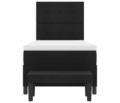 Kastītes Atsperu Gulta Ar Matraci Melna 90 X 200 Cm Audums Vidaxl