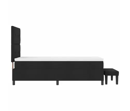 Kastītes Atsperu Gulta Ar Matraci Melna 90 X 200 Cm Audums Vidaxl