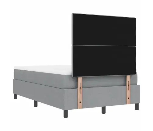 Kastītes Atsperu Gulta Ar Matraci Un Soli Gaiši Pelēks 120X190 Cm Audums Vidaxl