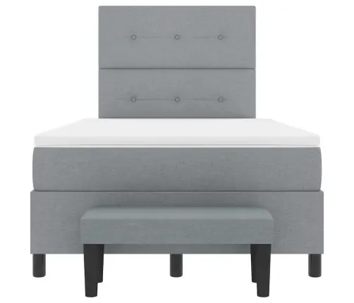 Kastītes Atsperu Gulta Ar Matraci Un Soli Gaiši Pelēks 120X190 Cm Audums Vidaxl