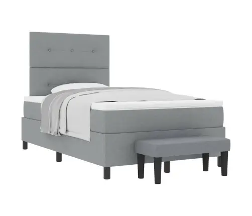 Kastītes Atsperu Gulta Ar Matraci Un Soli Gaiši Pelēks 120X190 Cm Audums Vidaxl