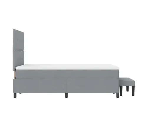 Kastītes Atsperu Gulta Ar Matraci Un Soli Gaiši Pelēks 120X190 Cm Audums Vidaxl