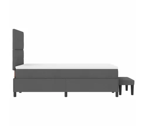 Kastītes Pavasara Gulta Ar Matrača Un Soli Tumšs Pelēks 120X190 Cm Audums Vidaxl