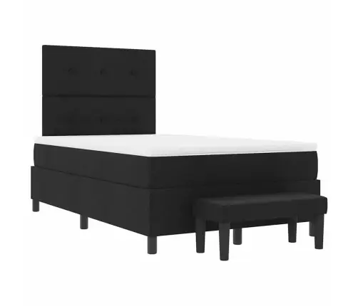 Kastītes Atsperu Gulta Ar Matraci Un Soliņu Melnā 120X200 Cm Audumā Vidaxl
