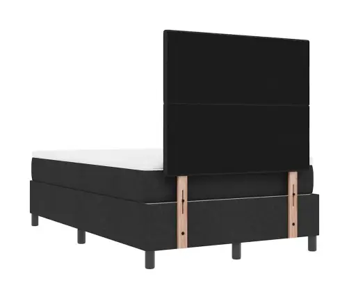 Kastītes Atsperu Gulta Ar Matraci Un Soliņu Melnā 120X200 Cm Audumā Vidaxl