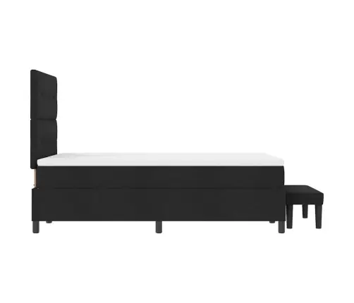 Kastītes Atsperu Gulta Ar Matraci Un Soliņu Melnā 120X200 Cm Audumā Vidaxl