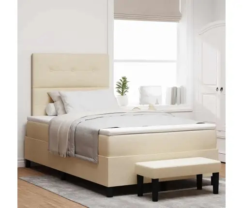 Kiemas Lova Su Čiužiniu Kreminė 120 X 200 Cm Audinys