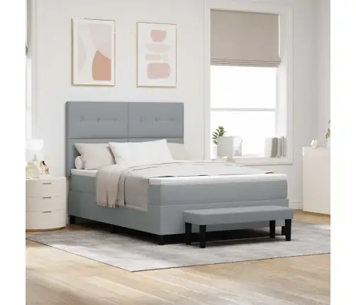 Kastītes Atsperu Gulta Gaiši Pelēks 140 X 190 Cm Audums Vidaxl