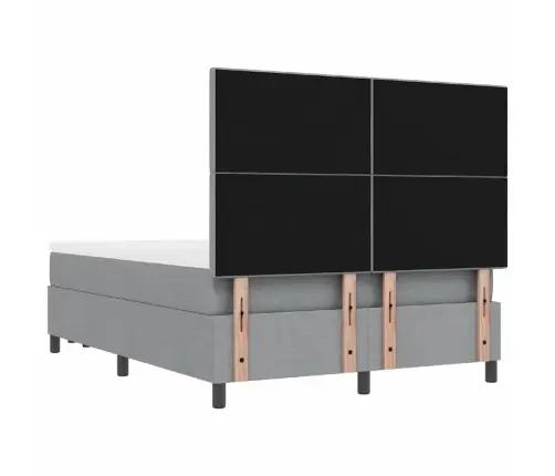 Kastītes Atsperu Gulta Gaiši Pelēks 140 X 190 Cm Audums Vidaxl