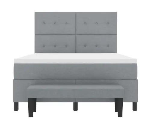 Kastītes Atsperu Gulta Gaiši Pelēks 140 X 190 Cm Audums Vidaxl