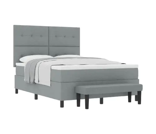 Kastītes Atsperu Gulta Gaiši Pelēks 140 X 190 Cm Audums Vidaxl