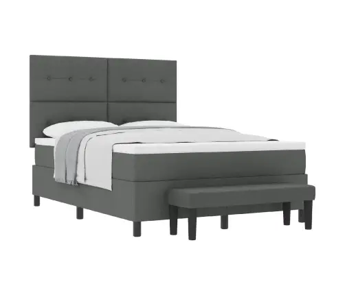 Kiemas Lova Su Čiužiniu Tamsiai Pilka 140 X 190 Cm Audinys