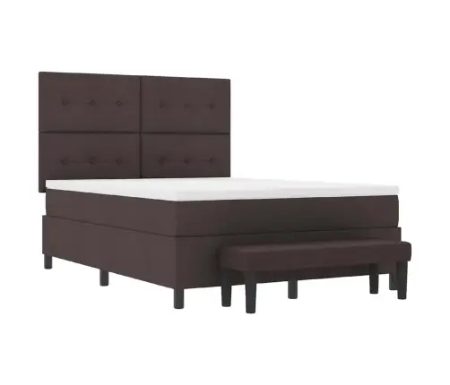 Kiemas Lova Su Čiužiniu Tamsiai Rudas 140 X 190 Cm Audinys