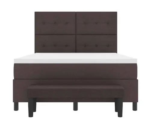 Kiemas Lova Su Čiužiniu Tamsiai Rudas 140 X 190 Cm Audinys