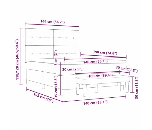 Kiemas Lova Su Čiužiniu Tamsiai Rudas 140 X 190 Cm Audinys