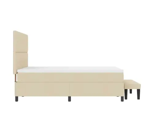 Kastītes Atsperu Gulta Ar Matraci Krēmkrāsa 140 X 190 Cm Audums Vidaxl