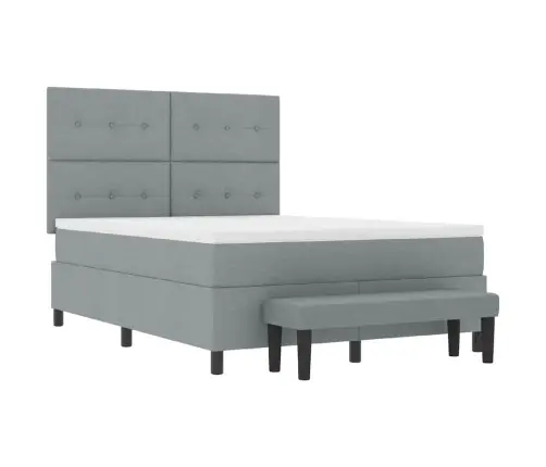 Kiemas Lova Su Čiužiniu Šviesiai Pilka 140 X 200 Cm Audinys