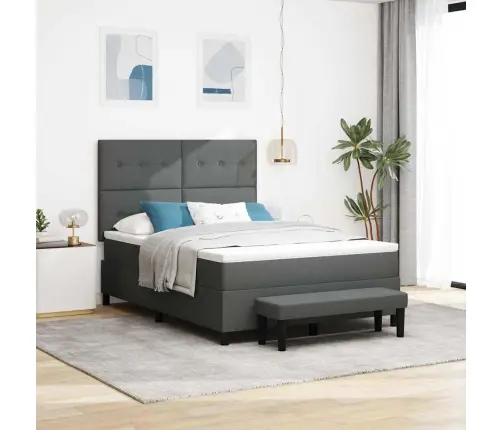 Kastītes Atsperu Gulta Tumši Pelēks 140 X 200 Cm Audums Vidaxl