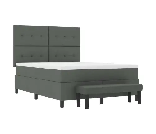 Kastītes Atsperu Gulta Tumši Pelēks 140 X 200 Cm Audums Vidaxl