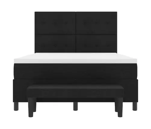 Kastītes Atsperu Gulta Ar Matraci Melna 140 X 200 Cm Audums Vidaxl