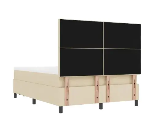 Kastītes Atsperu Gulta Ar Matraci Krēmkrāsa 140 X 200 Cm Audums Vidaxl