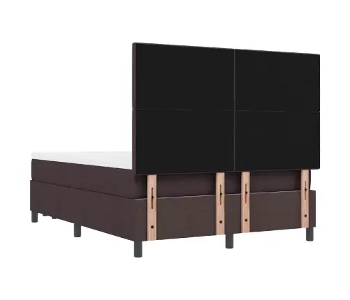 Kiemas Lova Su Čiužiniu Tamsiai Rudas 160 X 200 Cm Audinys