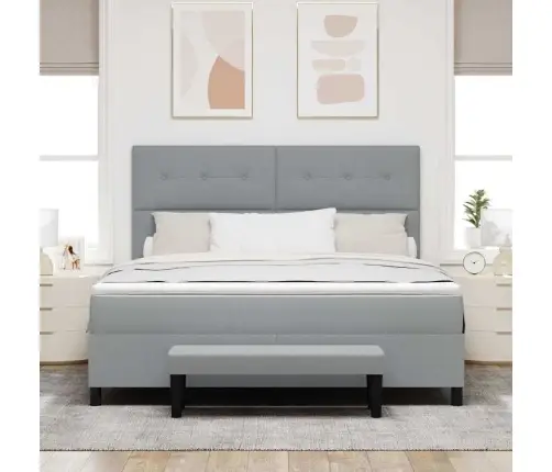 Kastītes Atsperu Gulta Gaiši Pelēks 180 X 200 Cm Audums Vidaxl